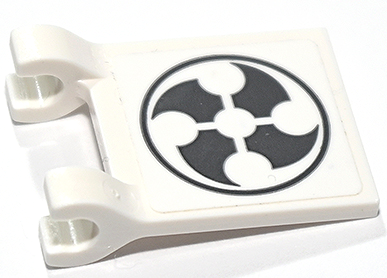 Lego Flag 2 x 2 Square with Flat Edge with Dark Bluish Gray Shuriken Throwing Star in Circle Pattern (Sticker) - Set 71719 / White
