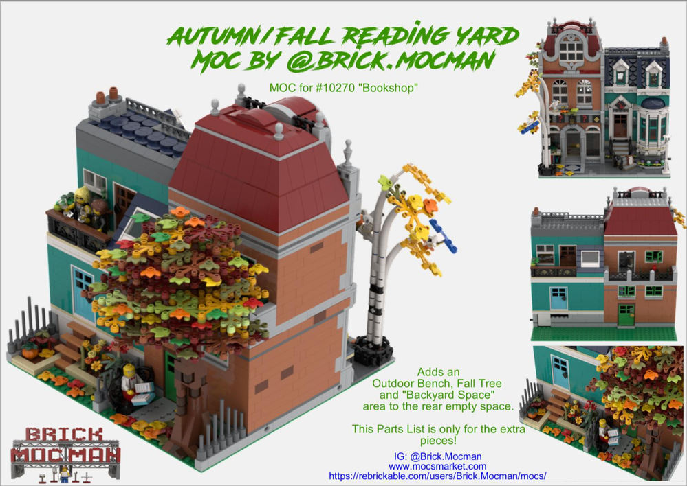 Lego Autumn/Fall Reading Yard - Backyard MOC for set #10270 "Bookshop"
