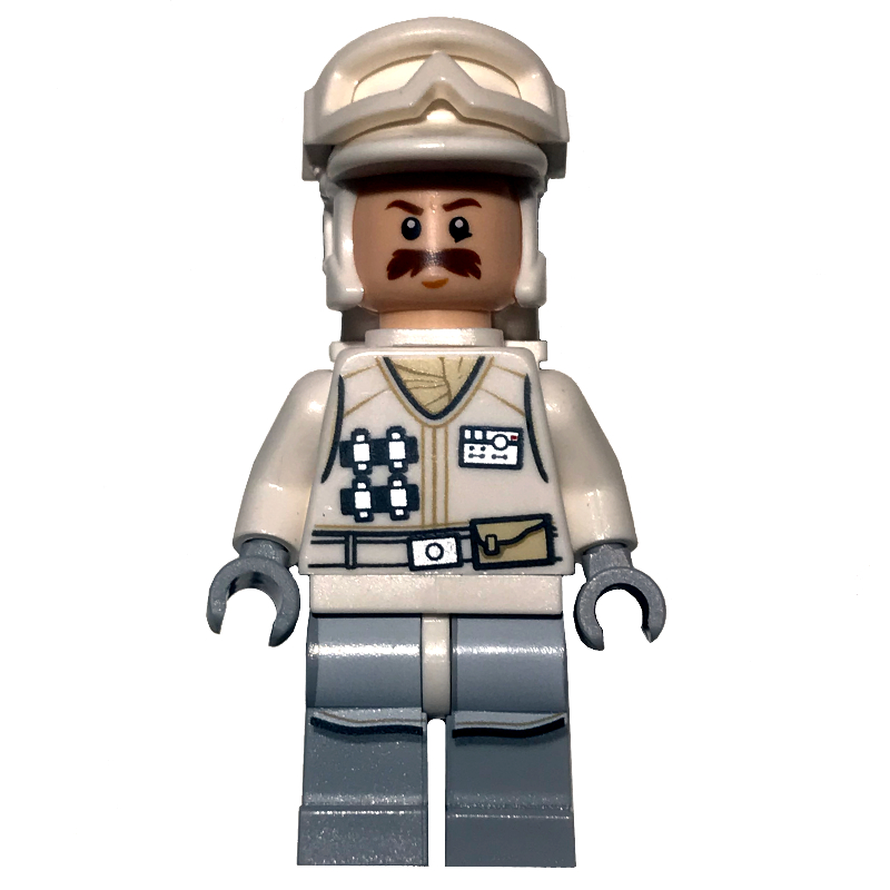 Lego Rebel Trooper in Hoth Uniform, White Hat, White Jacket, Moustache