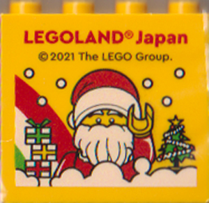 Lego Brick 2 x 4 x 3 with LEGOLAND Japan, Santa Minifigure, Presents, Christmas Tree, and Snow Pattern