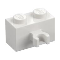 Lego Brick Special 1 x 2 with Vertical Clip [Open O Clip] / White