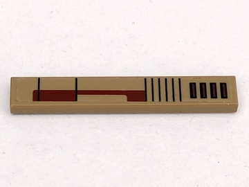 Lego Tile 1 x 6 with Black and Brown SW Vulture Droid Pattern 1 (Sticker) - Set 7660 / Dark Tan