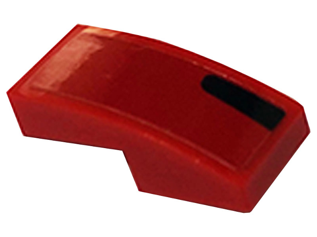 Lego Slope, Curved 2 x 1 x 2/3 with Black Stripe Pattern Model Left Side (Sticker) - Set 76895 / Red