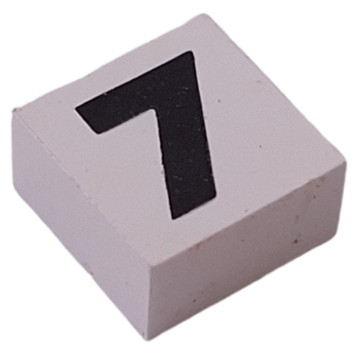 Lego Modulex Tile 2 x 2 with Black '7' Print, Internal Supports