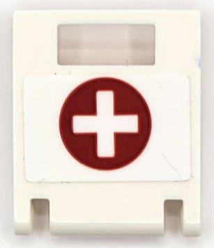Lego Container, Box 2 x 2 x 2 Door with Slot with White Cross in Red Circle Pattern (Sticker) - Set 42069