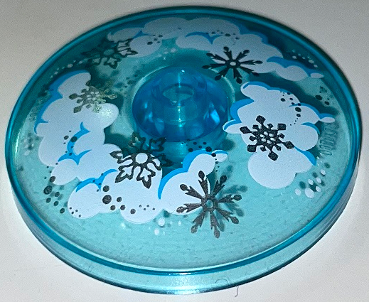 Lego Dish 4 x 4 Inverted (Radar) with Open Stud with Clouds and Snowflakes Pattern