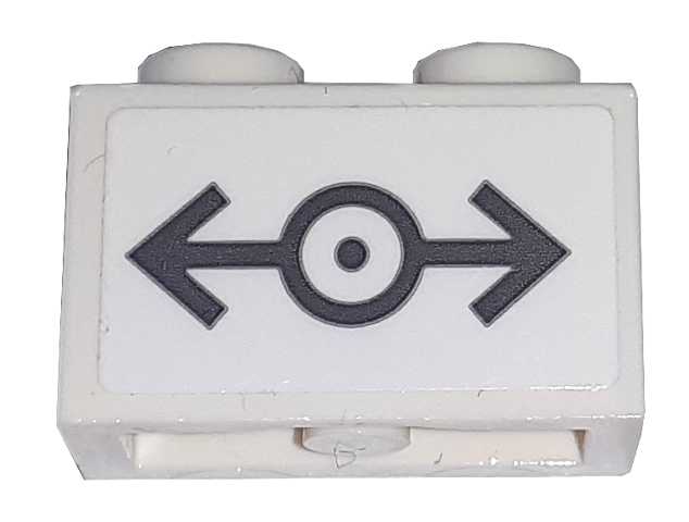 Lego Brick 1 x 2 with Dark Bluish Gray Train Logo Medium Pattern (Sticker) - Set 60198 / White