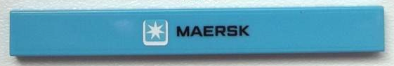 Lego Tile 1 x 8 with Maersk Logo and Small 'MAERSK' Pattern (Sticker) - Set 10219