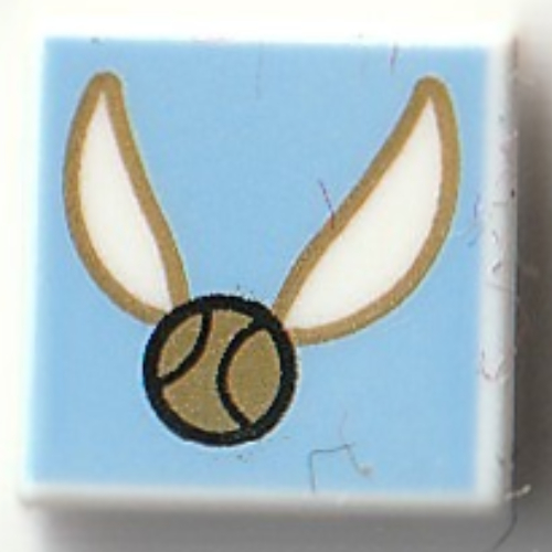 Lego Tile 1 x 1 with Golden Snitch, Bright Light Blue Background Print