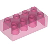 Lego Brick 2 x 4 without Cross Supports [Modern] / Trans-Dark Pink