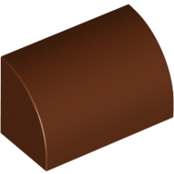 Lego Brick Curved 1 x 2 x 1 No Studs / Reddish Brown