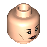 Lego Minifig Head Madame Maxime, Eyelashes, Wrinkles, Red Lips, Neutral / Sad Print / Light Nougat