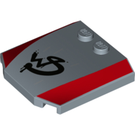 Lego Slope Curved 4 x 4 x 2/3 Triple Curved with 2 Studs and 2 Red Stripes, Wild Style Logo Graffiti print