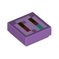 Lego Tile 1 x 1 with Pixelated Pig Nose Print / Medium Lavender