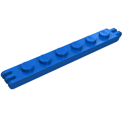 Lego Hinge Plate 1 x 6 with 2 and 3 Fingers On Ends / Blue