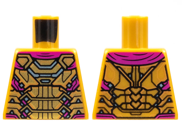Lego Torso Armor, Magenta Cape, Silver and Medium Nougat Trim Pattern / Pearl Gold