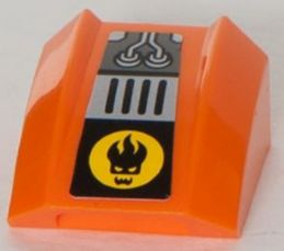 Lego Slope, Curved 2 x 2 Lip with Agents Dr. Inferno Logo Pattern (Sticker) - Set 8632 / Orange