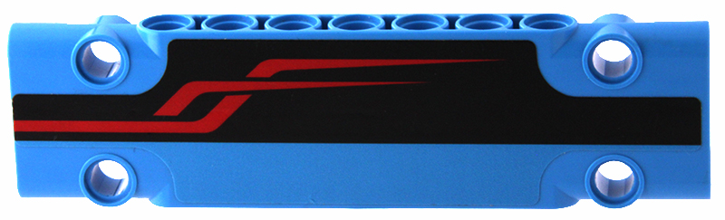 Lego Technic, Panel Plate 3 x 11 x 1 with Red Angled Stripes on Black Background Pattern Model Right Side (Sticker) - Set 42098