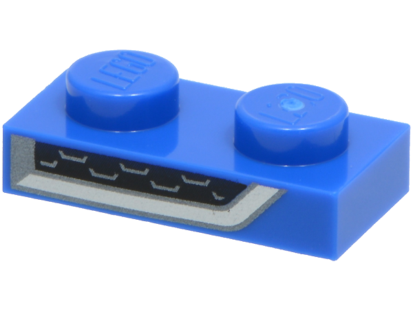 Lego Plate 1 x 2 with Black, Silver and Dark Silver Air Vent Grille Pattern Model Right Side