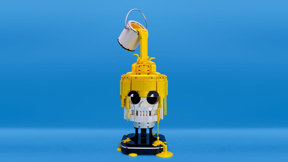 Lego Paint Pouring on a Minifig Skull