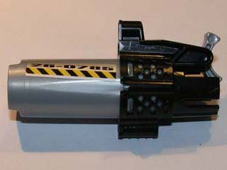 Lego Projectile Launcher, Bionicle Weapon Midak (Zamor) Skyblaster with Black Housing and '26-0786' and Black and Yellow Danger Stripes Pattern on Both Sides (Stickers) - Set 8864 / Pearl Light Gray