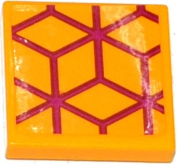 Lego Tile 2 x 2 with Magenta Diamond Cube Geometric Pattern (Sticker) - Set 41135