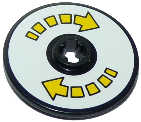 Lego Technic, Disk 3 x 3 with Double Yellow Arrow Segmented Pattern (Sticker) - Set 10261