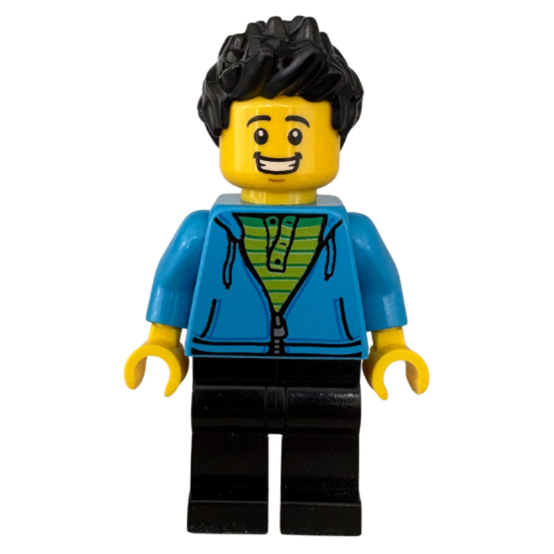 Lego Dark Azure Torso, Black Legs, Black Hair