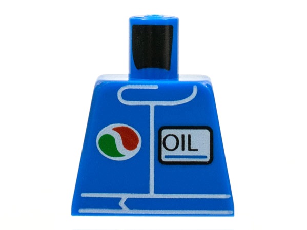 Lego Torso Octan Logo and Upright Font 'OIL' Pattern / Blue
