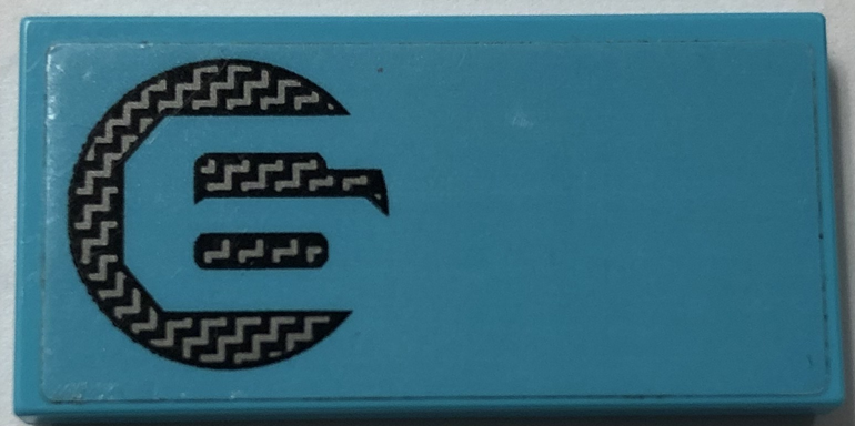 Lego Tile 2 x 4 with Number 6 in Black and Silver Carbon Fiber Circle Pattern Model Left Side (Sticker) - Set 76905
