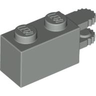 Lego Hinge Brick 1 x 2 Locking with 2 Fingers Horizontal End, 9 Teeth / Light Gray