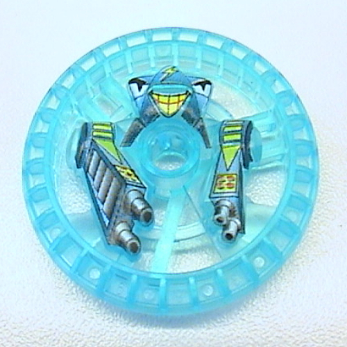 Lego Technic Disc 5 x 5 Notched, Stunner Print / Trans-Light Blue