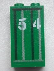 Lego Panel 1 x 2 x 3 with Side Supports - Hollow Studs with '54' and Black and Light Gray Vertical Stripes Pattern (Sticker) - Set 9486