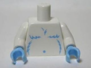 Lego Torso Yeti with Bright Light Blue Shaggy Hair Pattern / White Arms / Bright Light Blue Hands
