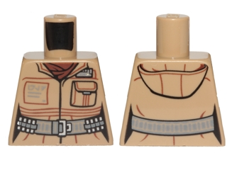 Lego Torso Female SW Jacket with Pocket and Gray Utility Belt Pattern (Rose) / Dark Tan