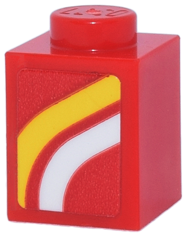 Lego Brick 1 x 1 with White and Yellow Curved Stripes Pattern Model Right Side (Sticker) - Set 77242