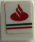 Lego Slope 30 1 x 1 x 2/3 with Red Santander Logo and Green Line Pattern (Sticker) - Set 75879 / White