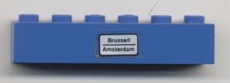 Lego Brick 1 x 6 with 'Brussell - Amsterdam' Pattern (Sticker) - Set 7715
