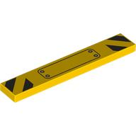 Lego Tile 1 x 6 with Warning Stripes, Ribbited Plate Print / Yellow