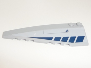 Lego Wedge 10 x 3 Left with Dark Blue Hatch and Trim Pattern (Sticker) - Set 8128 / Light Bluish Gray