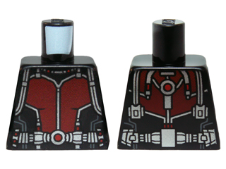Lego Torso Ant-Man Dark Red Body Suit with Silver Trim and Shoulder Belts Pattern / Black