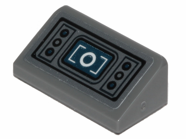 Lego Slope 30 1 x 2 x 2/3 with Dark Blue Monitor and Six Buttons Pattern (Sticker) - Set 75262 / Dark Bluish Gray