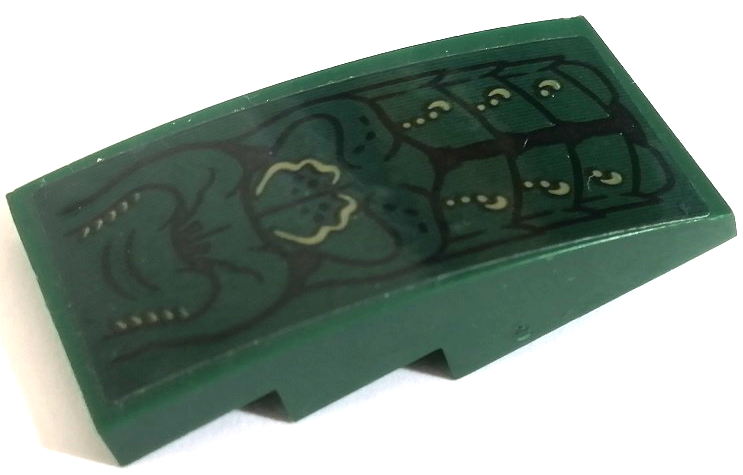 Lego Slope, Curved 4 x 2 with Scales and Skin with Black Contour Lines Pattern (Sticker) - Set 76185