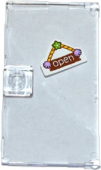 Lego Door 1 x 4 x 6 with Stud Handle with 'Open' Sign, Shells and Star Pattern (Sticker) - Set 41094 / Trans-Clear