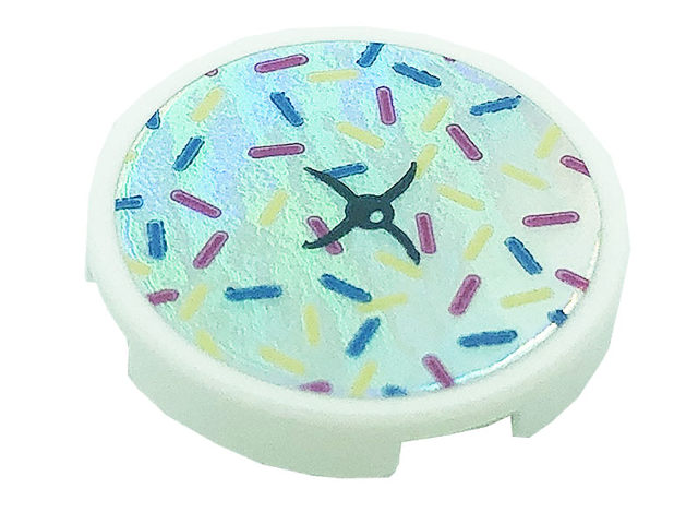 Lego Tile, Round 2 x 2 with Bottom Stud Holder with Cushion and Black Button Pattern (Sticker) - Set 41366