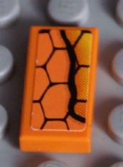 Lego Tile 1 x 2 with Snakeskin Pattern Model Left Side (Sticker) - Set 8158 / Orange