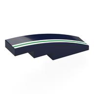 Lego Brick Curved 4 x 1 No Studs with White/Green/White Stripes Print