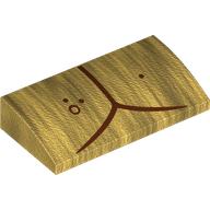 Lego Brick Curved 2 x 4 x 2/3 No Studs with Dark Red Lines, Dots (C-3PO plating) Print / Pearl Gold