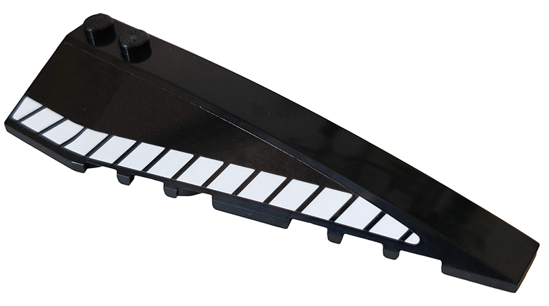 Lego Wedge 10 x 3 Right with White Stripes Pattern (Sticker) - Set 76100 / Black