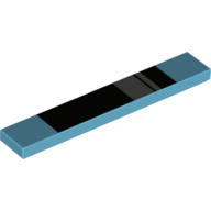 Lego Tile 1 x 6 with Black and Dark Stone Grey Stripes Print